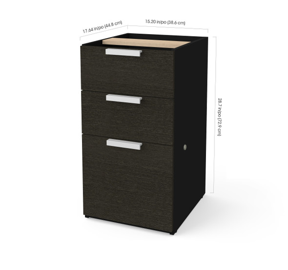 Bestar Pro-Concept Plus 16W Add-On Pedestal with 3 Drawers In Deep Grey & Black - 110620-1132