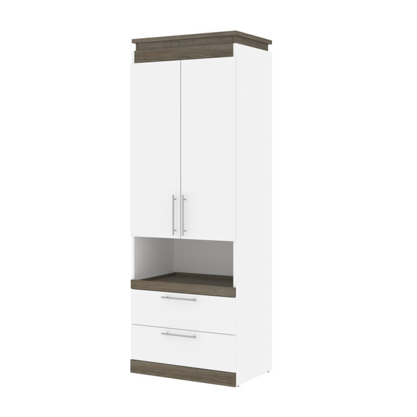 Bestar Orion 30W Storage Cabinet with Pull-Out Shelf In White & Walnut Grey - 116164-000017