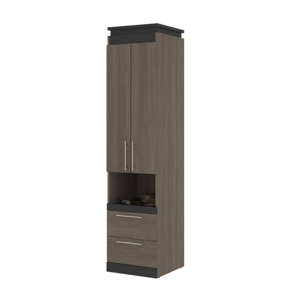 Bestar Orion 20W Storage Cabinet with Pull-Out Shelf In Bark Gray & Graphite - 116165-000047