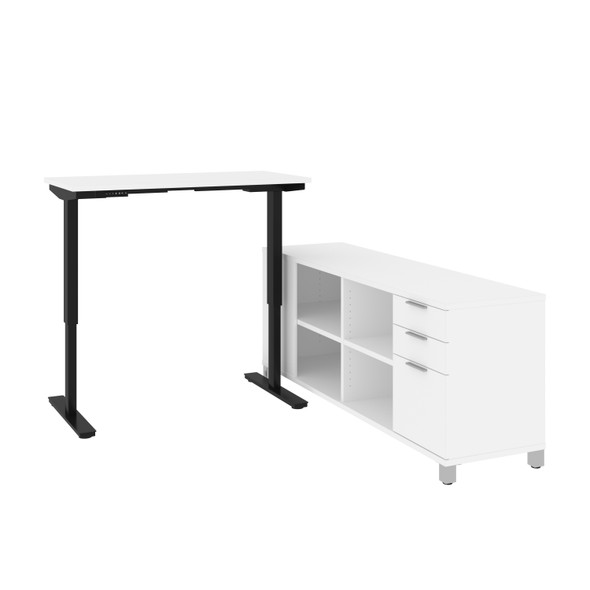 Bestar Pro-Linea 72W L-Shaped Standing Desk In White - 120857-17