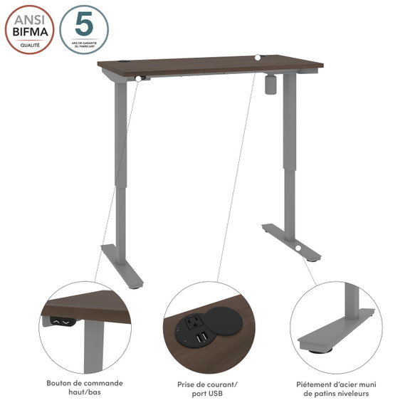 Bestar Upstand 24” x 48” Standing Desk in Antigua - 175859-000052