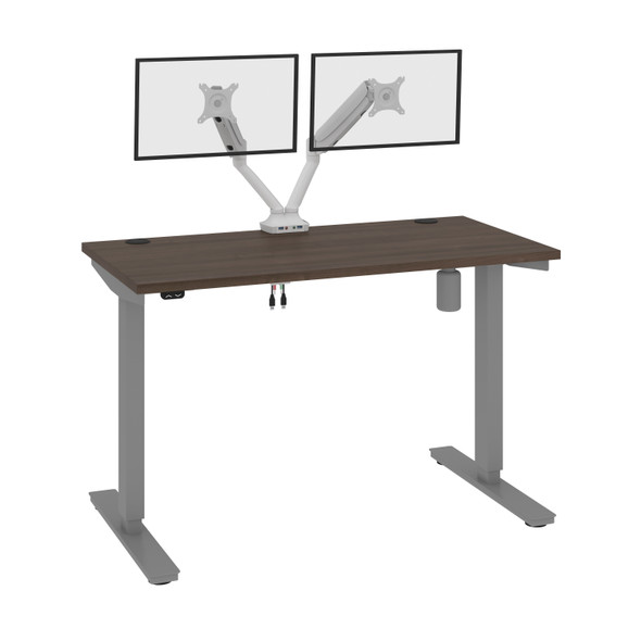 Bestar Upstand 48W x 24D Standing Desk with Dual Monitor Arm in Antigua - 175860-000052