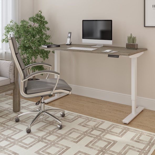 Bestar Viva 60W x 30D Electric Standing Desk in Walnut Grey - 19867-000035