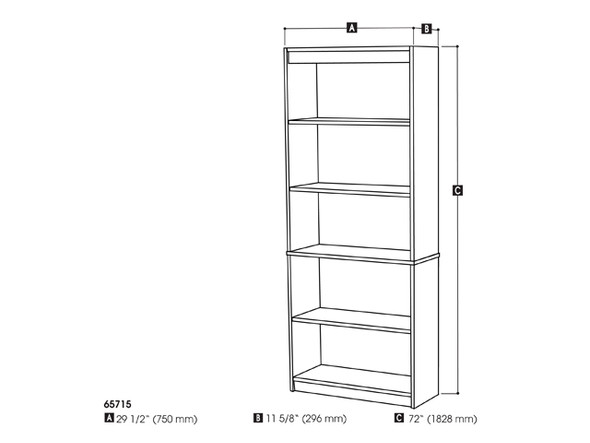 Bestar Universal 30W Standard Bookcase in white Bark Gray- 65715-000047