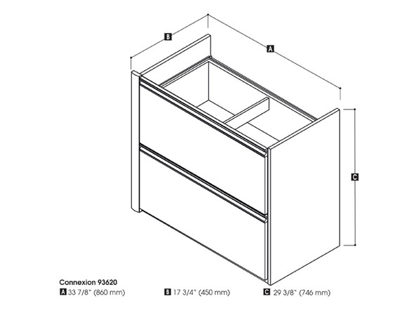 Bestar Connexion 34W Add-On 2 Drawer Lateral File Cabinet in Antigua & Black - 93620-000052