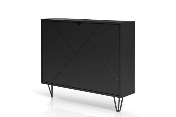 Nexera 132206 Slim 2-Door Storage Cabinet, Black - 132206