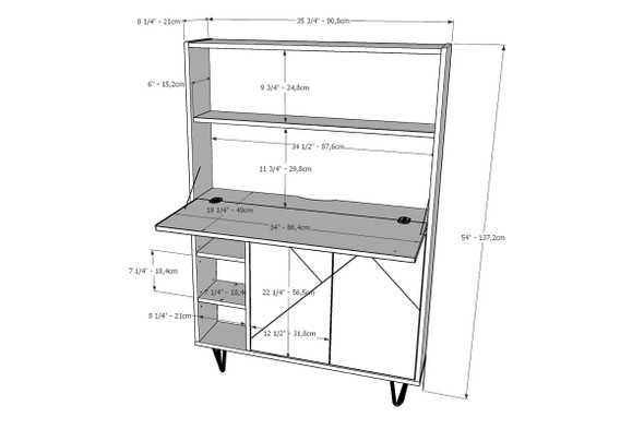 Nexera 611031 Slim Secretary Desk, Walnut - 611031