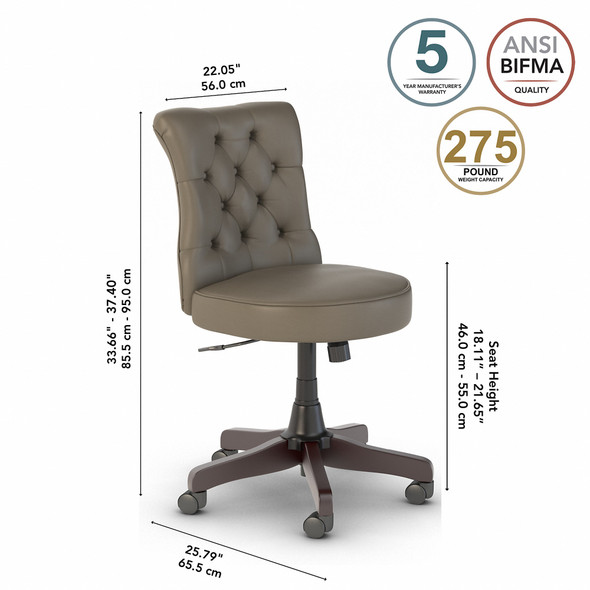 Bush Furniture Coliseum Mid Back Tufted Office Chair in Driftwood Gray - CSMCH2301WGL-Z