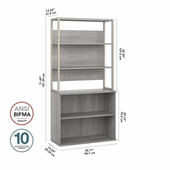 Bush Business Furniture Hybrid Tall Etagere Bookcase Platinum Gray - HYB023PG