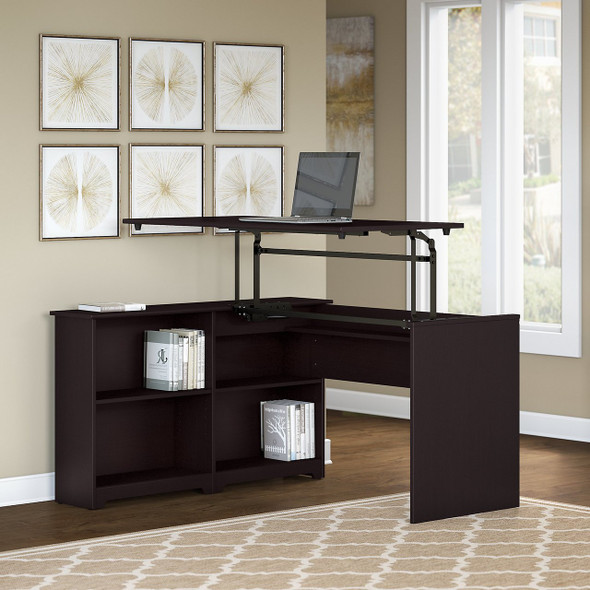 Bush Cabot Sit to Stand Desk 52"W 3 Position Espresso Oak - WC31816