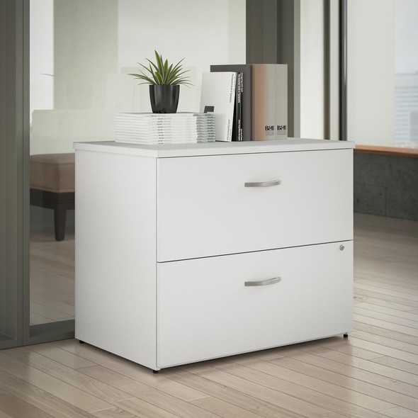 Bush Furniture Lateral File Cabinet - OIAH011WHSU