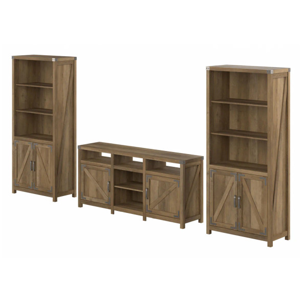Bush Furniture Cottage Grove TV Stand 5 Shelf Bookcases with Doors - CGR021RCP  