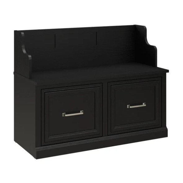 Kathy Ireland Bush Furniture Woodland 40W Entryway Bench Black Suede Oak - WDL005BS