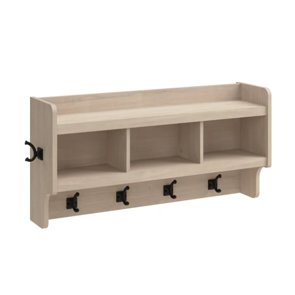 Kathy Ireland Bush Furniture Woodland 40W Wall Mounted Coat Rack Warm Maple - WDH340WM-03