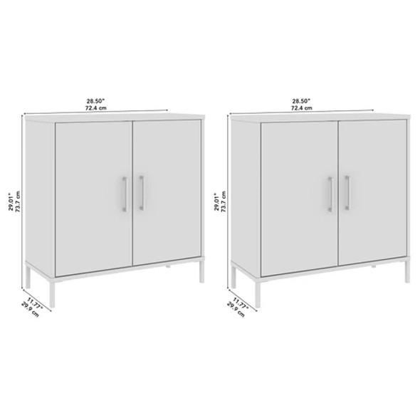 Bush Furniture Essence Low Storage Cabinet with Doors - Set of 2 - ESE002WH