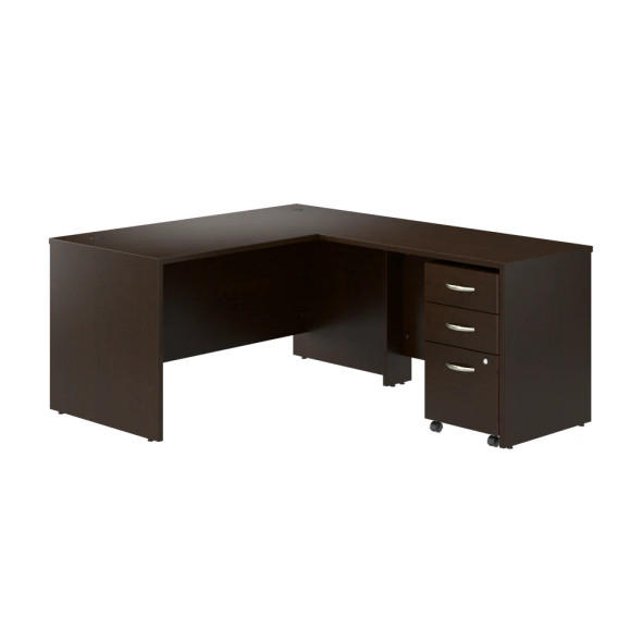Bush Business Furniture Series C L-Shaped Desk 60"W with Mobile File Cabinet Mocha Cherry - SRC168MRSU