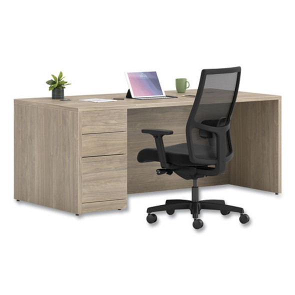 HON 10500 Series Single Full-Height Pedestal Desk 72" Left, Assembled Kingwood Walnut  - 105896LLKI1