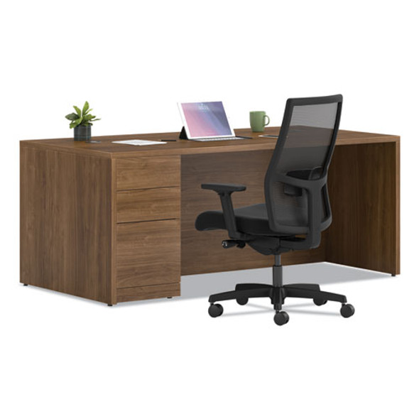 HON 10500 Series Single Full-Height Pedestal Desk 72" Left, Assembled Pinnacle Finish - 105896LPINC