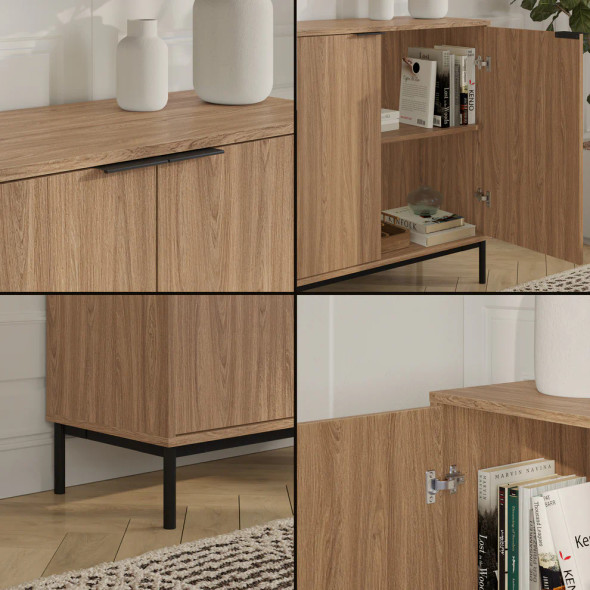Nexera Slim 2-Door Storage Cabinet Light Walnut - 136792