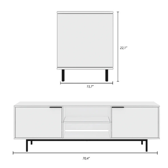 Nexera Hamilton 70” TV Stand with 2 Storage Cabinets Black - 157491