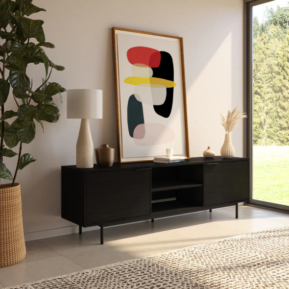 Nexera Hamilton 70” TV Stand with 2 Storage Cabinets Natural