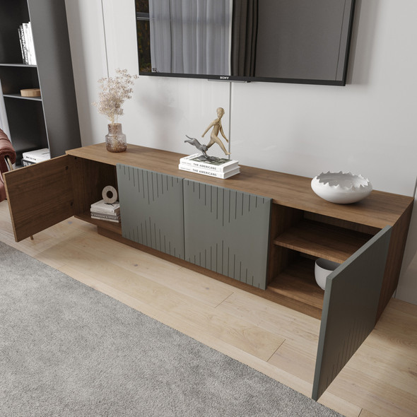 Nexera Riva Tv Stand, 72- Inch Walnut - 125050