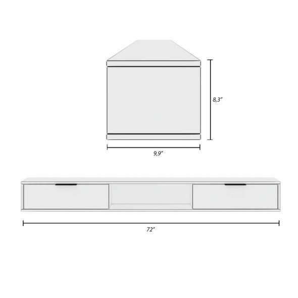 Nexera Slim 72” Wall-mounted TV Stand with two Storage Cabinets - 157592
