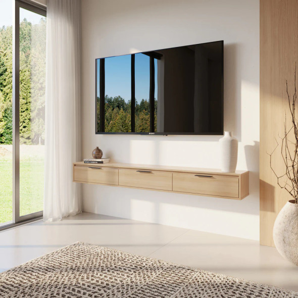 Nexera Slim 72” Wall-mounted TV Stand with three Storage Cabinets - 157683
