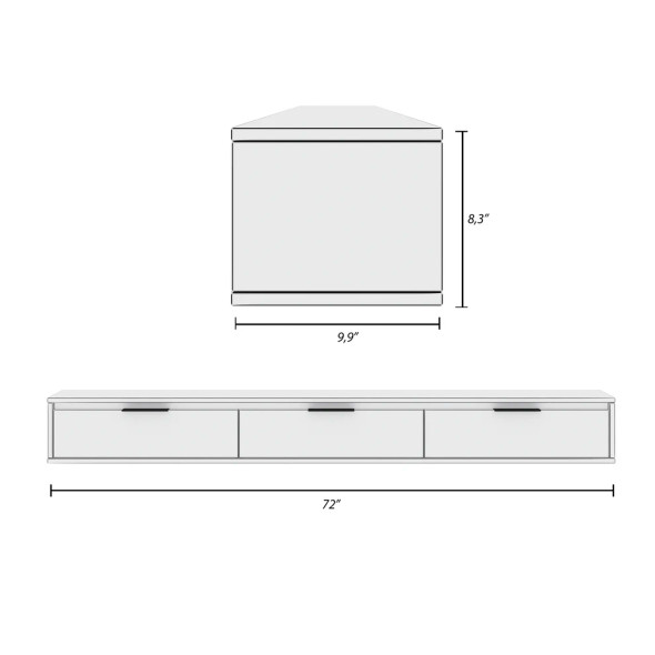 Nexera Slim 72” Wall-mounted TV Stand with three Storage Cabinets - 157691