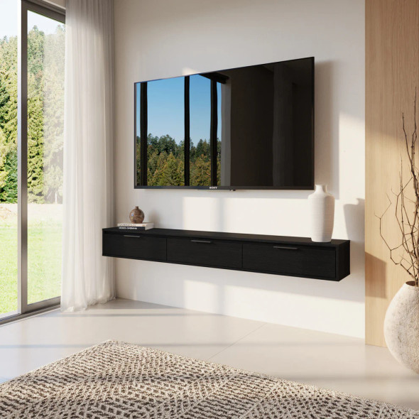 Nexera Slim 72” Wall-mounted TV Stand with three Storage Cabinets - 157691