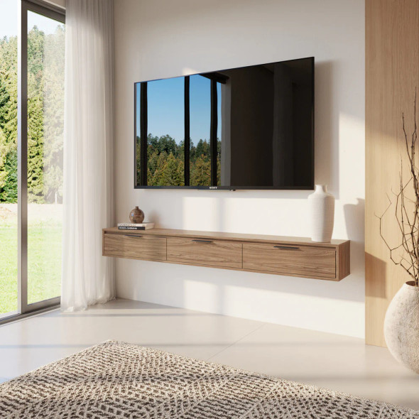 Nexera Slim 72” Wall-mounted TV Stand with three Storage Cabinets - 157692