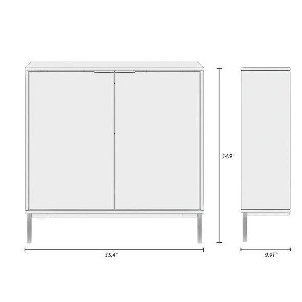 Nexera Slim 2-Door Storage Cabinet, Black - 135291
