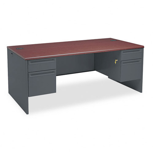 HON 38000 Double Pedestal Steel Desk 72" Harvest/Putty - 38180CL
