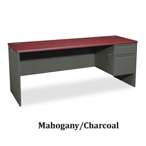 HON 38000 Series Single Pedestal on Right Credenza Charcoal/Mahogany - 38856RNS