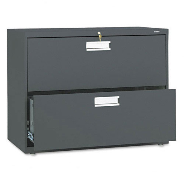 HON 600 Series 36" 2-Drawer Metal Lateral File Cabinet Charcoal - 682LS