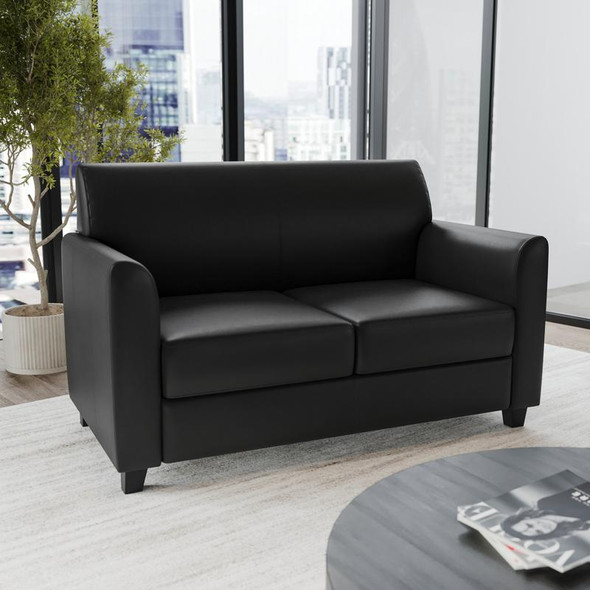 Flash Furniture HERCULES Diplomat Series Black LeatherSoft Loveseat - BT-827-2-BK-GG