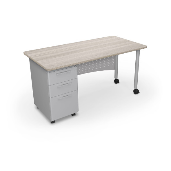 MooreCo Single Pedestal Desk Gray Elm - 917748201