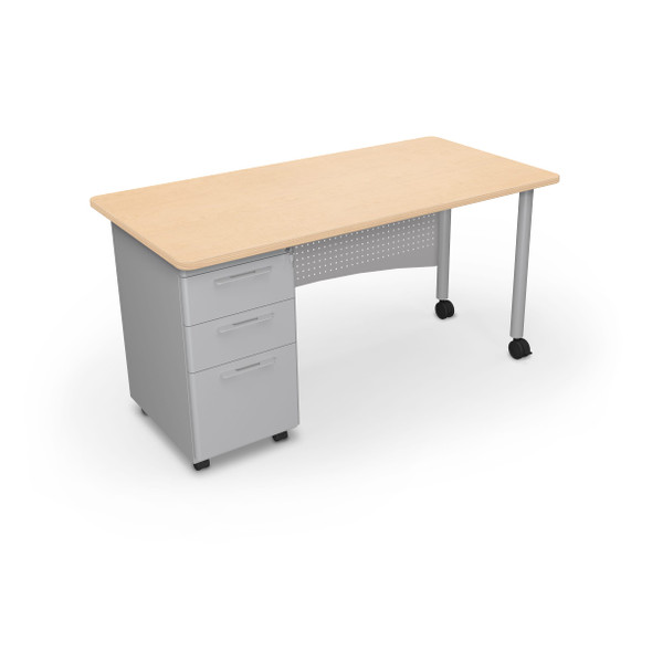 MooreCo Single Pedestal Desk Fusion Maple - 917747409