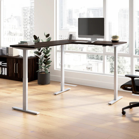 Bush Furniture Move 60 Series 60W Height Adjustable L Shaped Standing Desk Black Walnut / Silver - M6SL6078BWSK