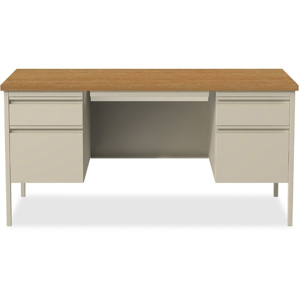 Lorell Fortress Series Double-Pedestal Desk Oak/Putty 60" x 30" - LLR60926