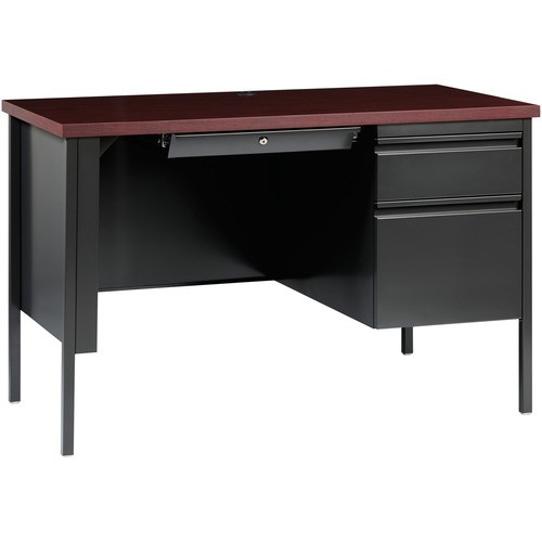 Lorell Fortress Series Single-Pedestal Desk Mahogany/Charcoal 45.5"x  24" - LLR66949