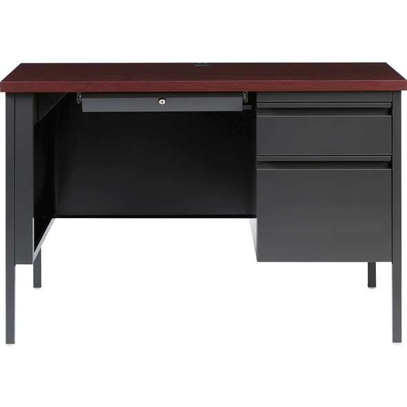 Lorell Fortress Series Single-Pedestal Desk Mahogany/Charcoal 45.5"x  24" - LLR66949