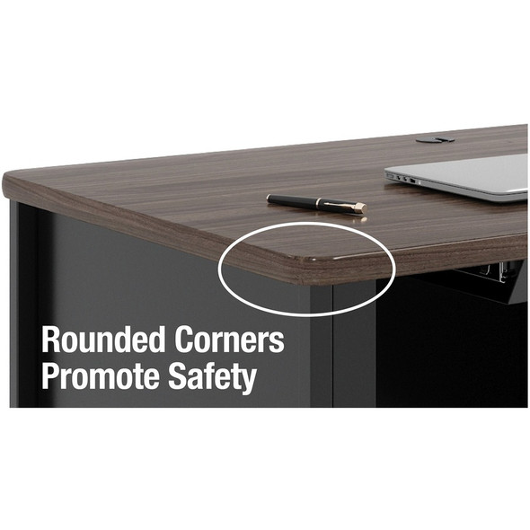 Lorell Fortress Series Single-Pedestal Desk Black/Walnut 48"x  30" - LLR66943