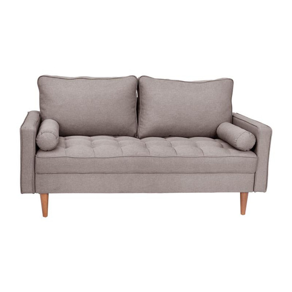 Flash Furniture Hudson Mid-Century Modern Sofa with Tufted Upholstery & Solid Wood Legs in Slate Gray - IS-PL100-GY-GG