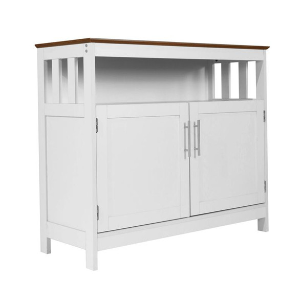 Flash Furniture Mayfield 40" Classic Storage Cabinet White with Walnut Finish Top - NAN-F-HY-B23108-WHWAL-GG
