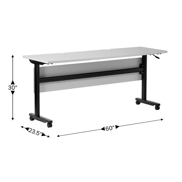 Flash Furniture Palmer Commercial Grade 60" x 24" Nesting Table Gray Tabletop -  MT-M6024-T-LEG-GRYBLK-GG