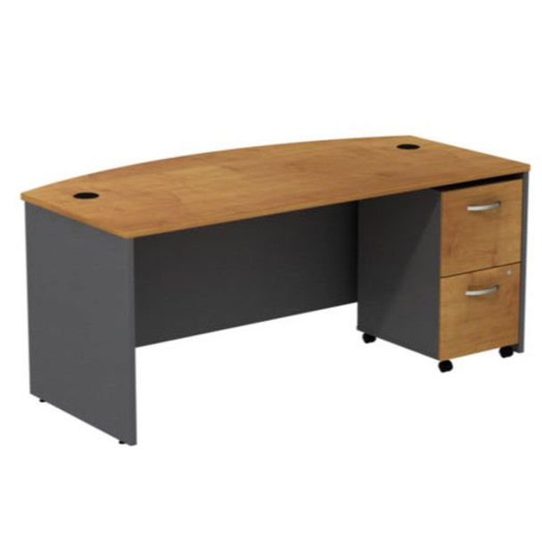 Bush Business Furniture Series C Package Bowfront Desk with 2-Drawer Mobile Pedestal Natural Cherry - SRC0020NCSU