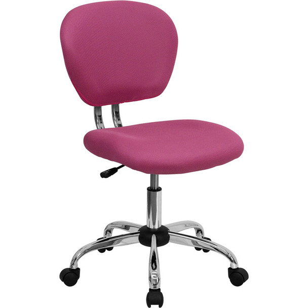 Flash Furniture Mid-Back Pink Mesh Task Chair with Chrome Base - H-2376-F-PINK-GG
