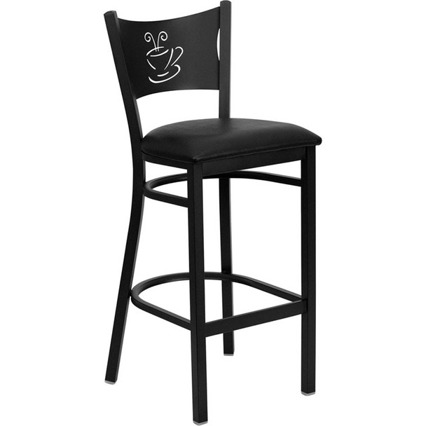 Flash Furniture Coffee Back Metal Restaurant Barstool with Black Vinyl Seat - XU-DG-60114-COF-BAR-BLKV-GG