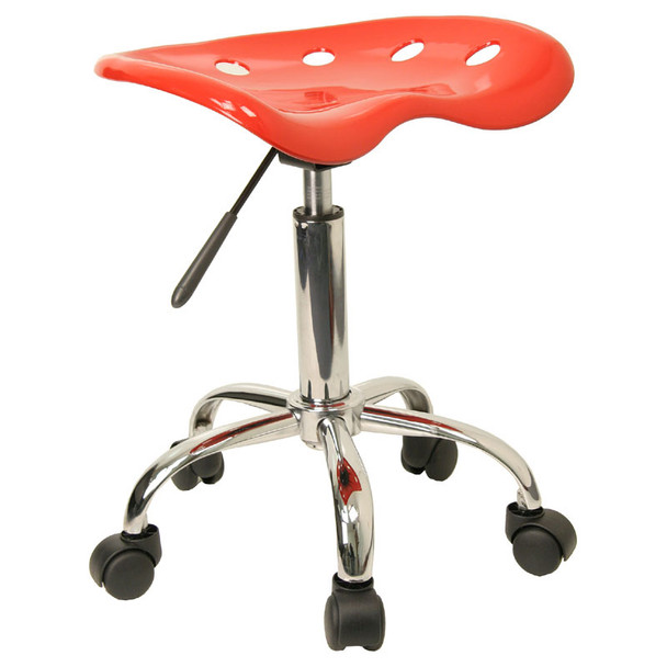 Flash Furniture Vibrant Red Tractor Seat and Chrome Stool  -  LF-214A-RED-GG
